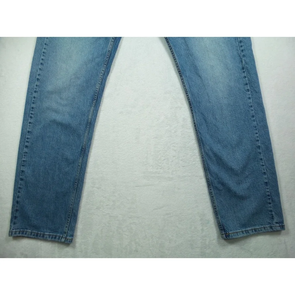Levis 505 Mens Jeans 34 x 32 Blue Denim Straight Leg Regular Fit Stretch